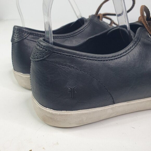 Frye Mens Size 12 Brett Low Sneaker Black Leather Lace Up Style Low Top - Picture 7 of 12
